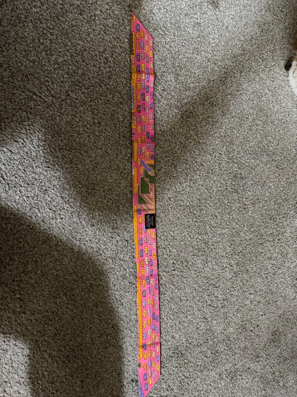 Hermes Pink and Yellow Printed Skinny Twilly - Picture 1 of 6